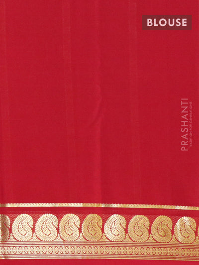 Mysore crepe silk saree blue and maroon with plain body and paisley zari woven border