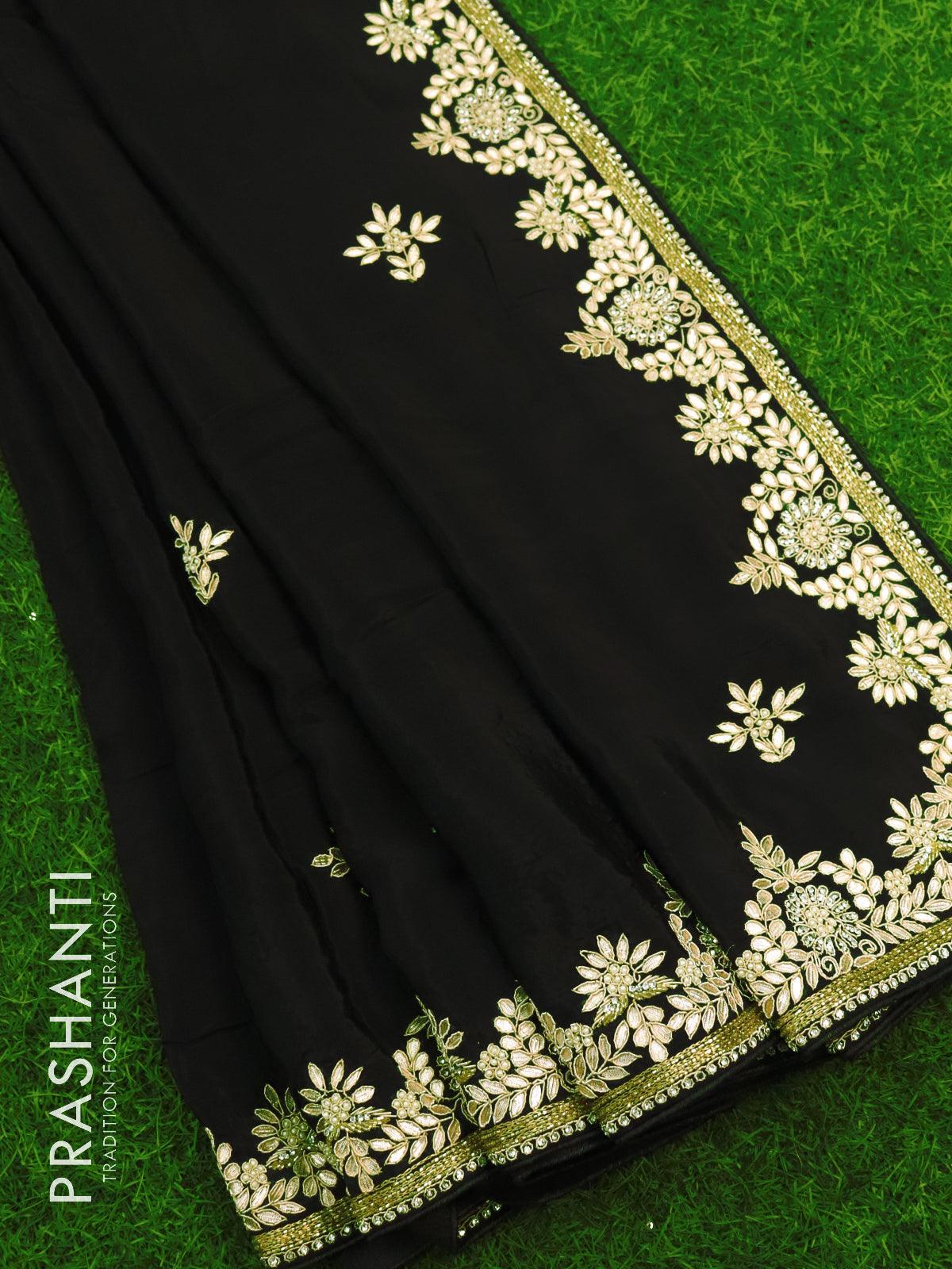 Shop Black Color Resham Embroidery With Moti And Stone Work Net Saree Party  Wear Online at Best Price | Cbazaar