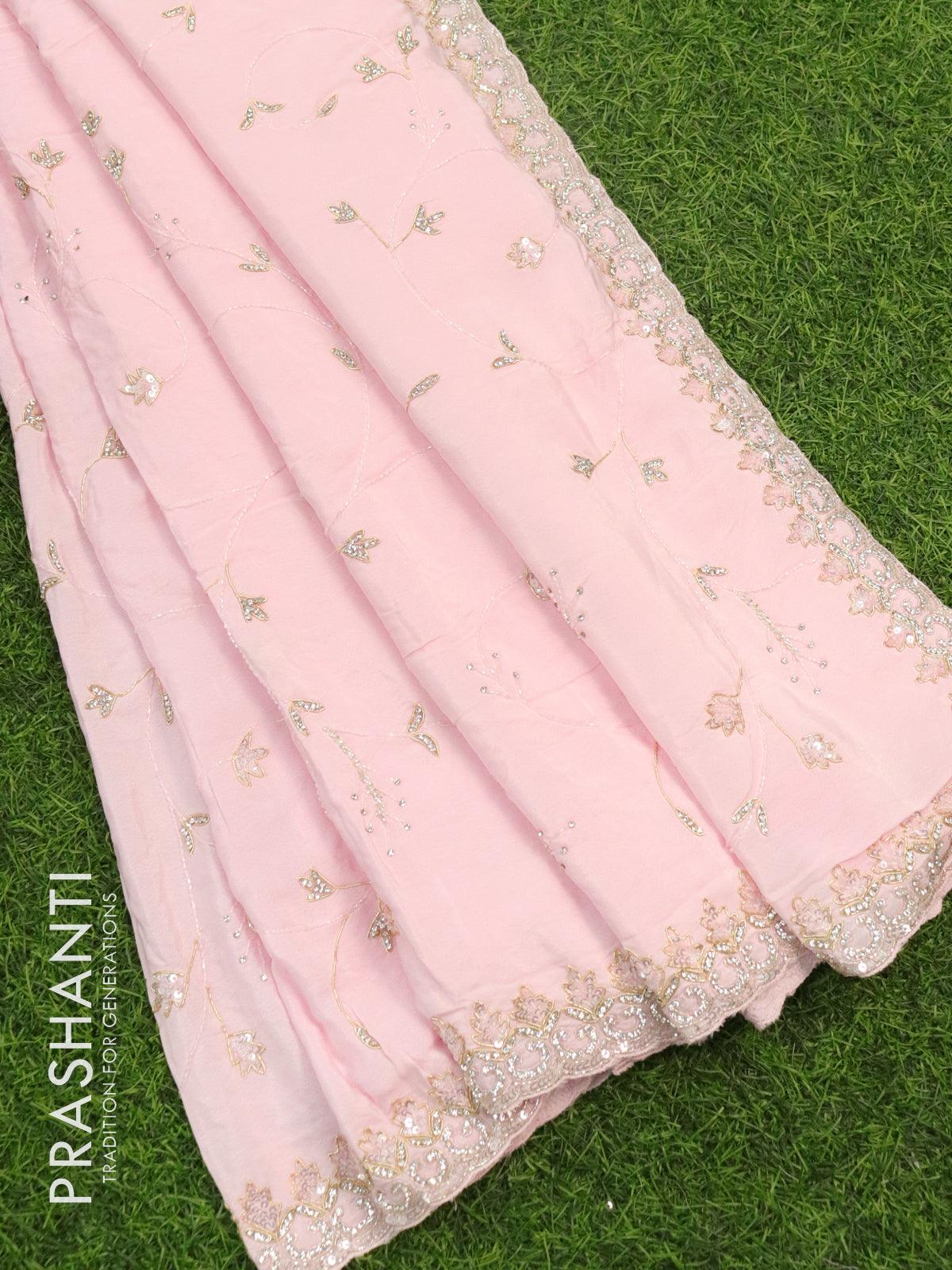 White Satin Silk Saree - Luxury Shukra