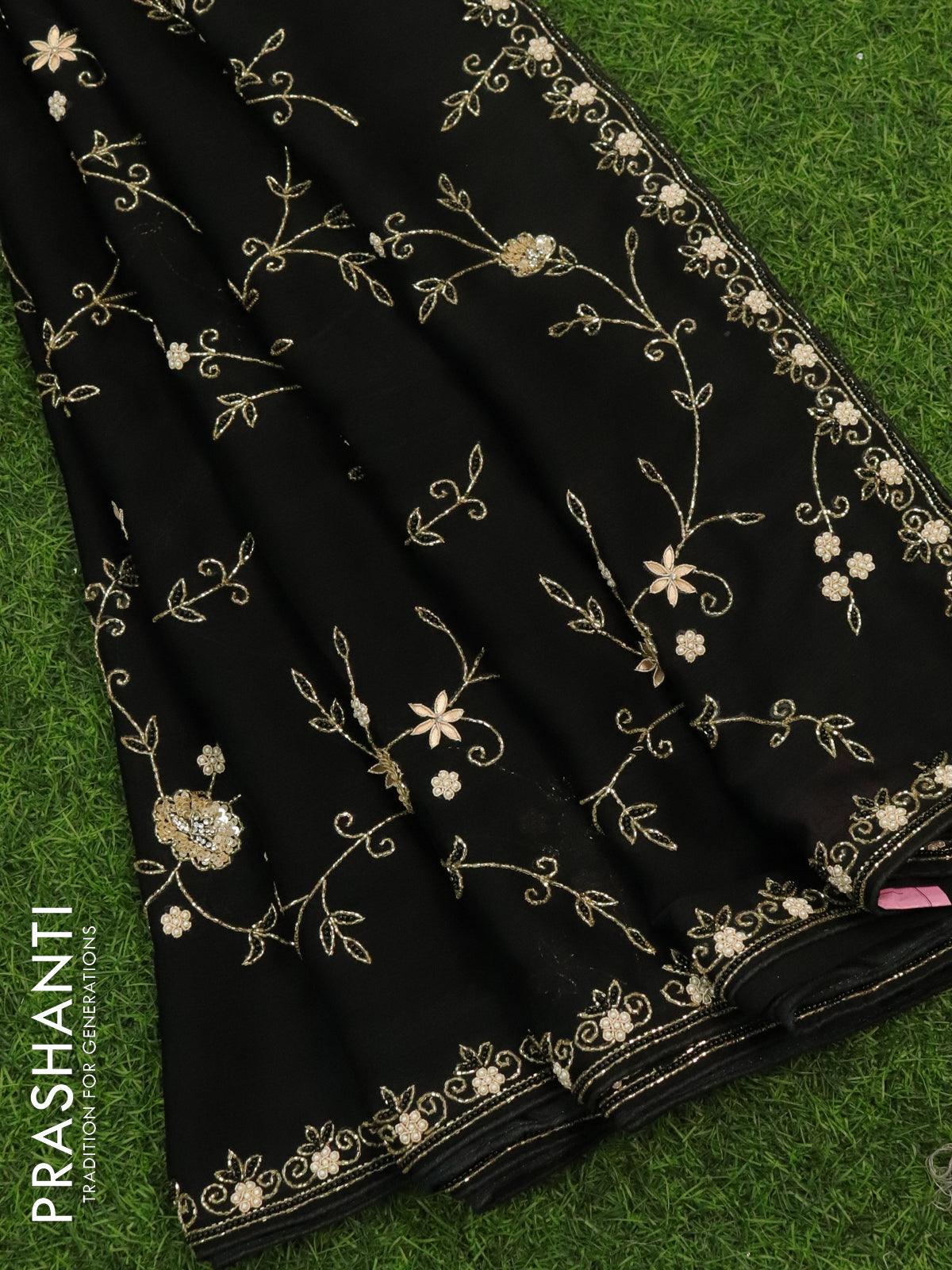 Buy Sareez House Self Design Daily Wear Georgette Black Sarees Online @  Best Price In India | Flipkart.com