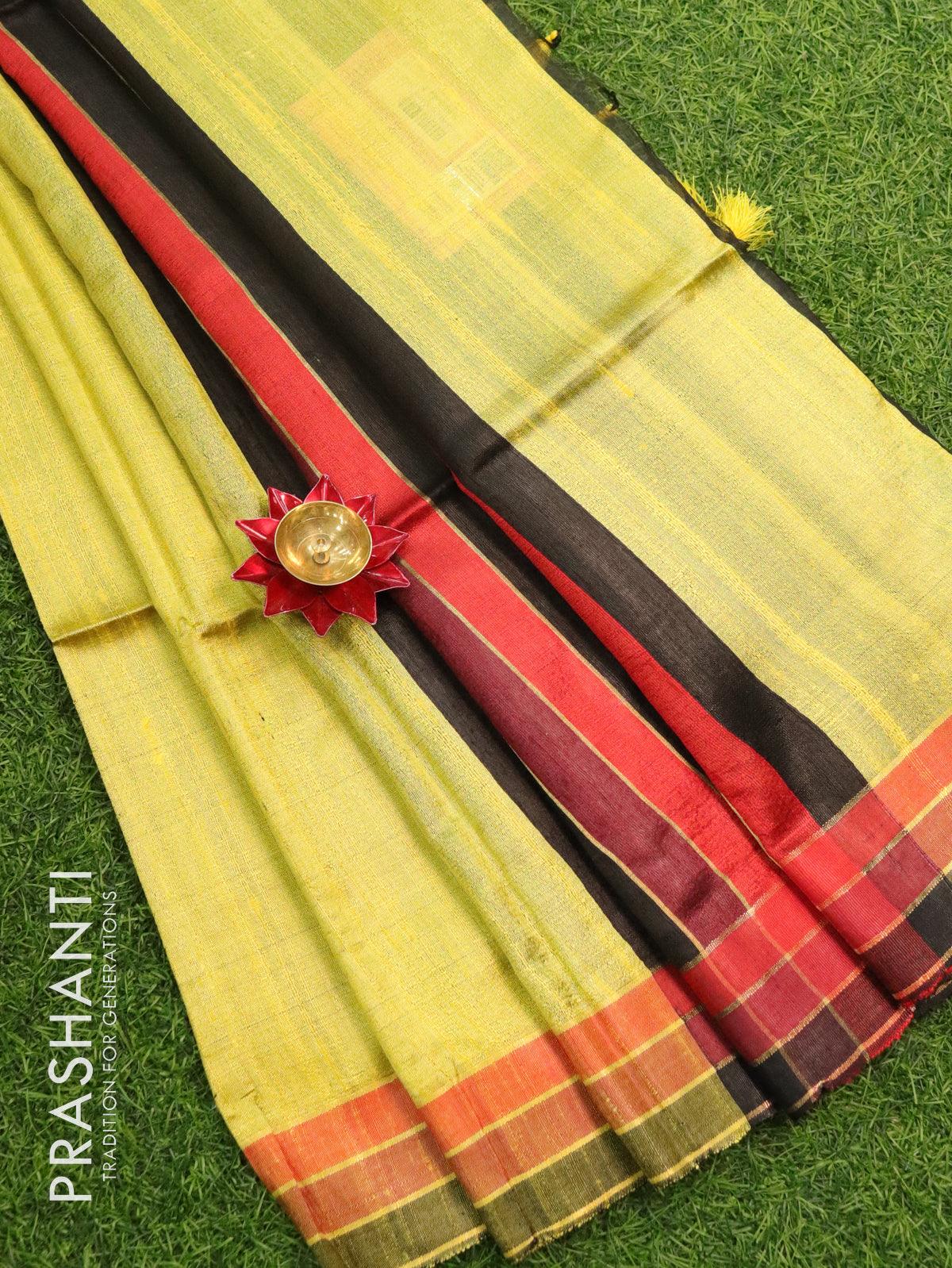 Sea Green Dual Color border Cotton Saree - TL150