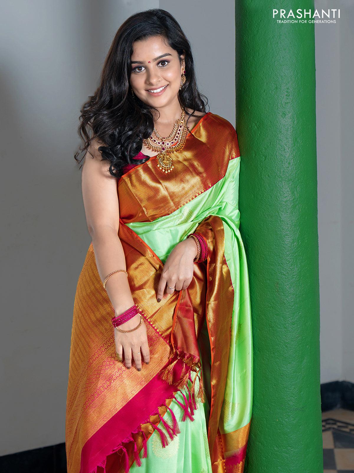 Green Dharmavaram Tissue Silk Saree