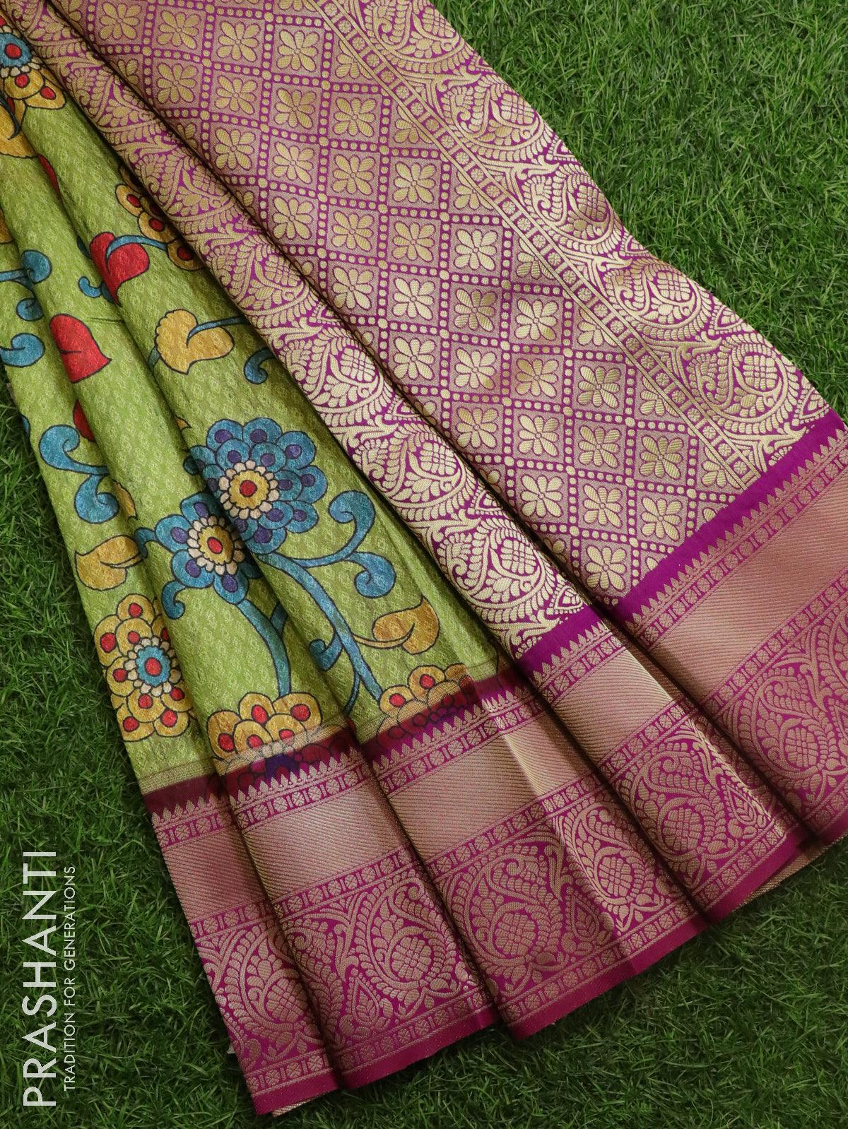 Malai silk saree purple and blue shade with allover self emboss prints –  Prashanti Sarees