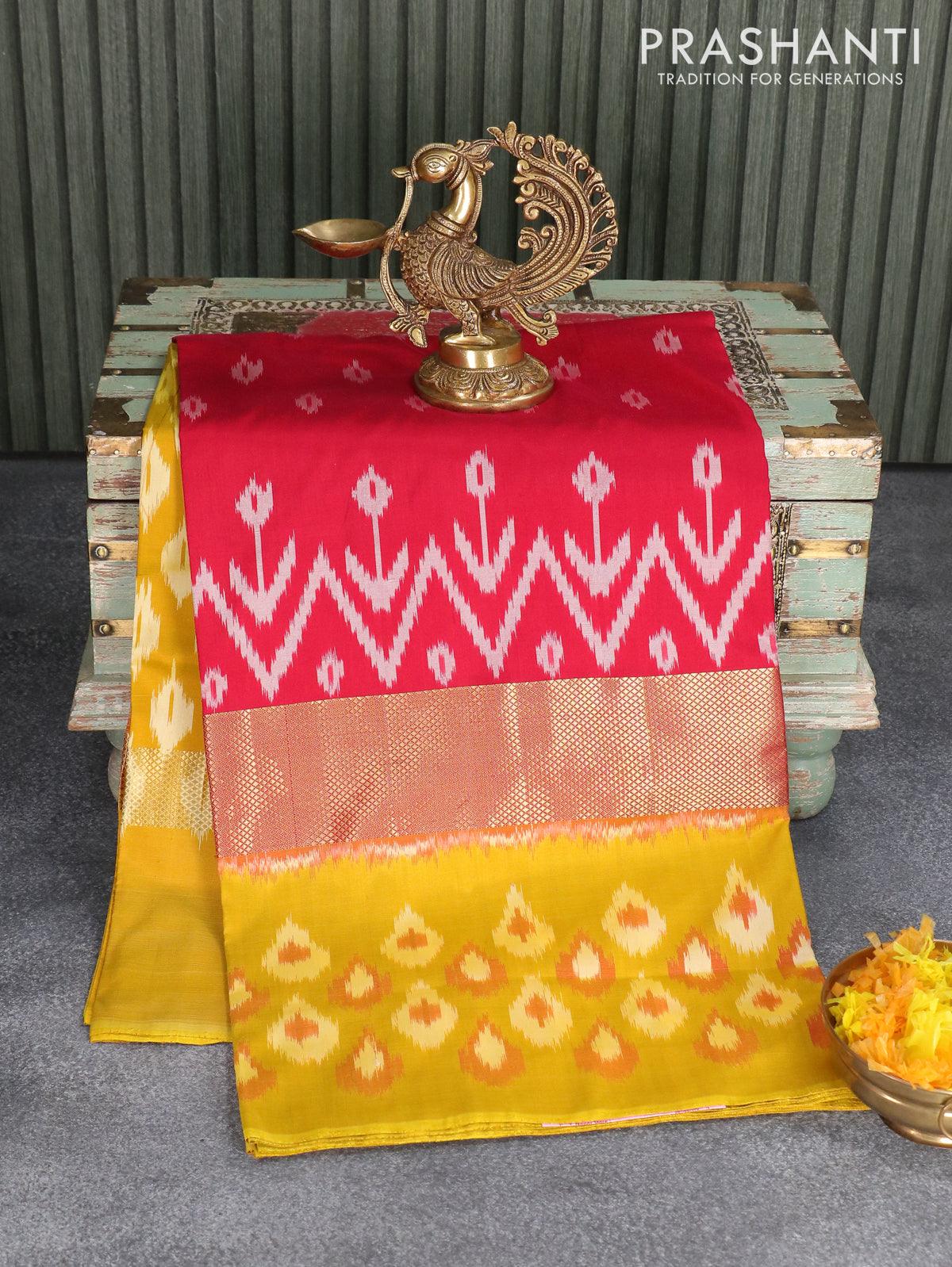 Pochampally Silk Ikat Pastel Orange Saree | Kankatala