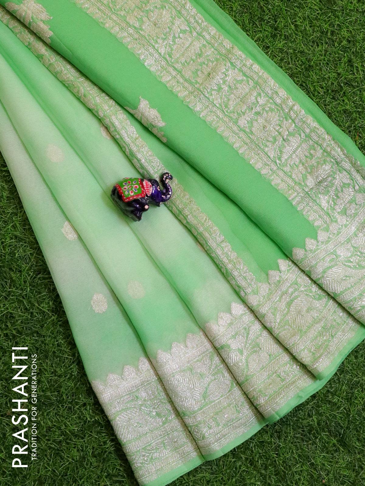 Banarsi Pure Chiffon Silk Booties Design Contras Colour Saree Available at  @tajsilk_saree… | Instagram