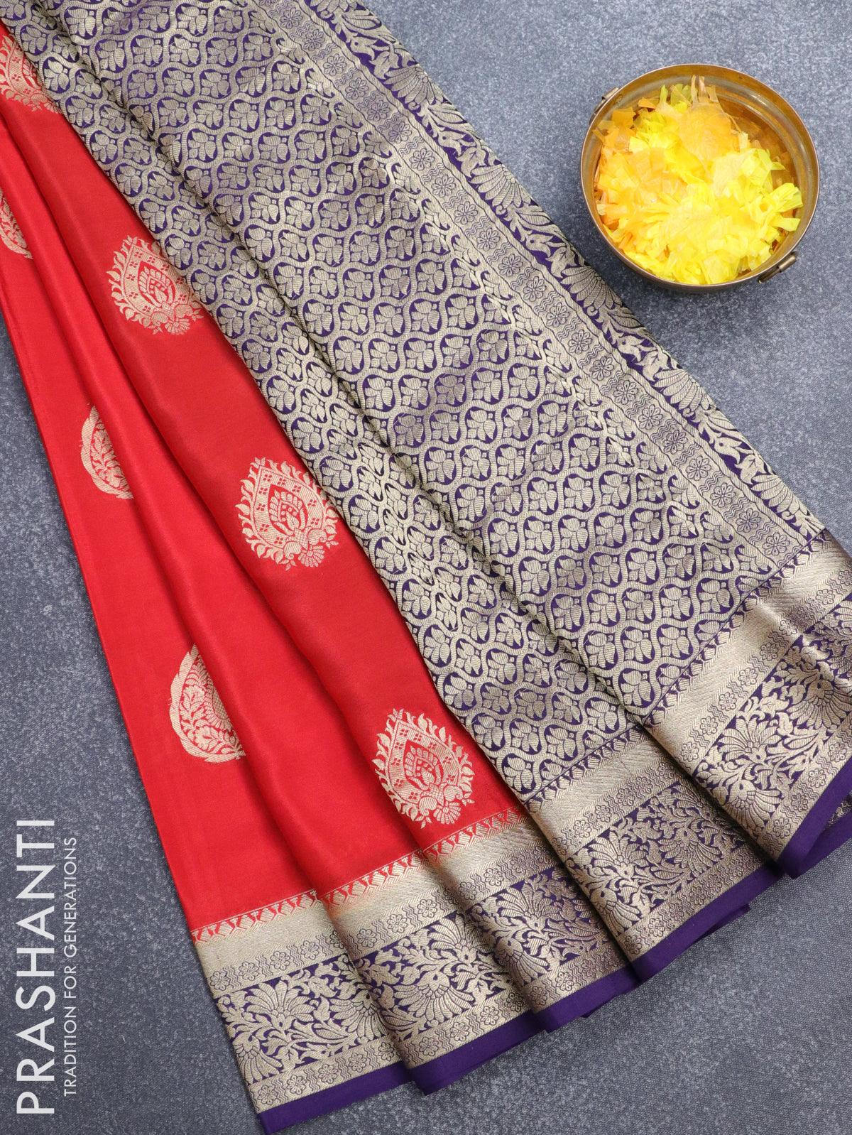 Magenta Pink Pure Mysore Crepe Silk Saree 02 – Kumaran Silks