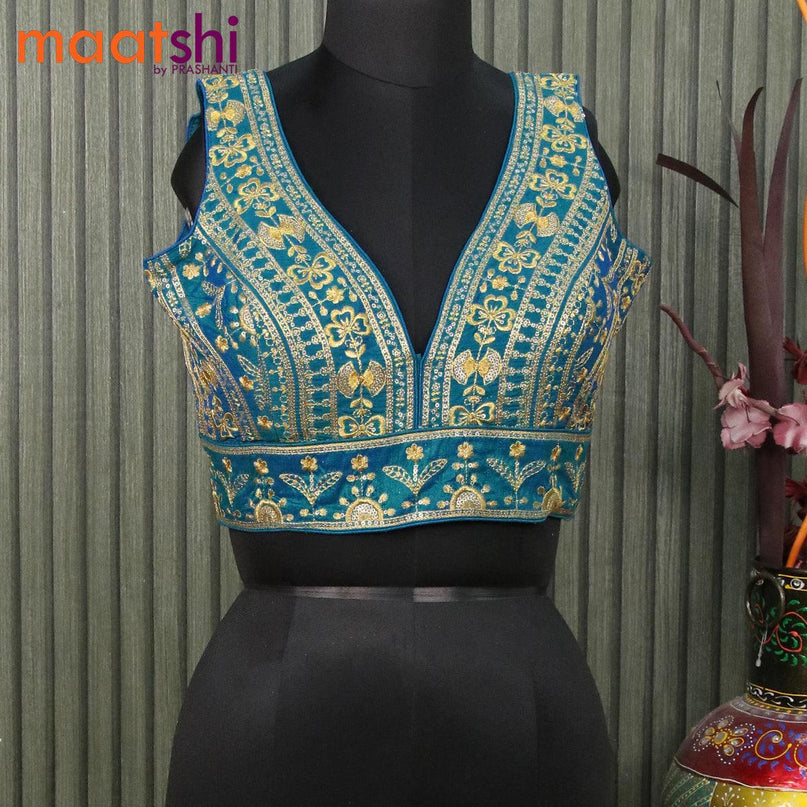 Thread Work V Neck Sleeveless Ready Blouse