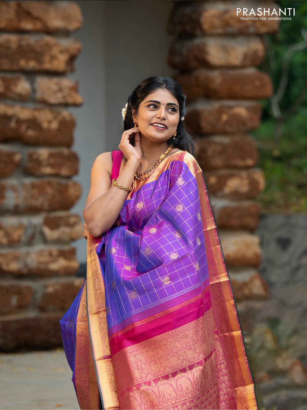 Plum Purple Kanjivaram Silk saree – NITARAA