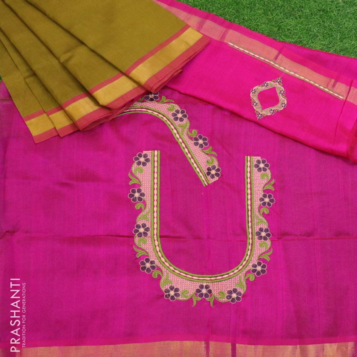 Shop Elegant Coral & Black Handloom Mangalagiri Cotton Saree