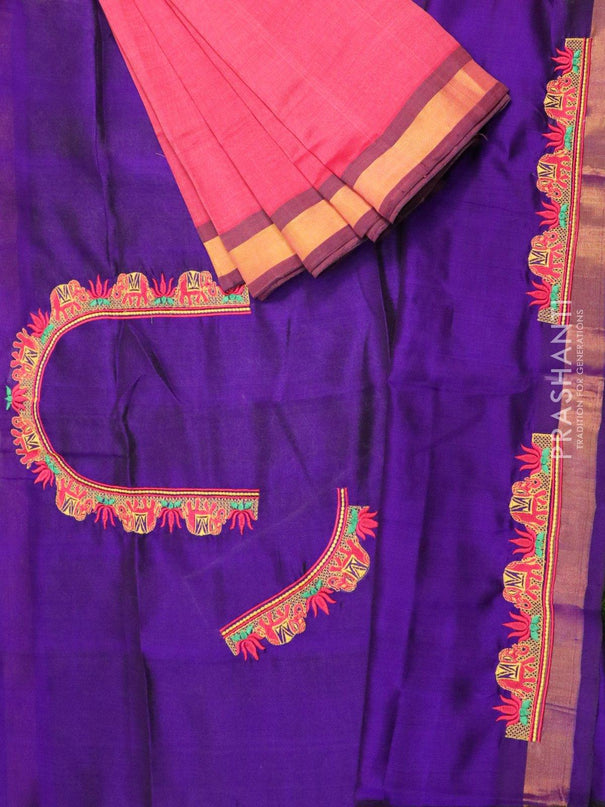 Parrot Green With Pink Border Silk Traditional Saree – paanericlothing