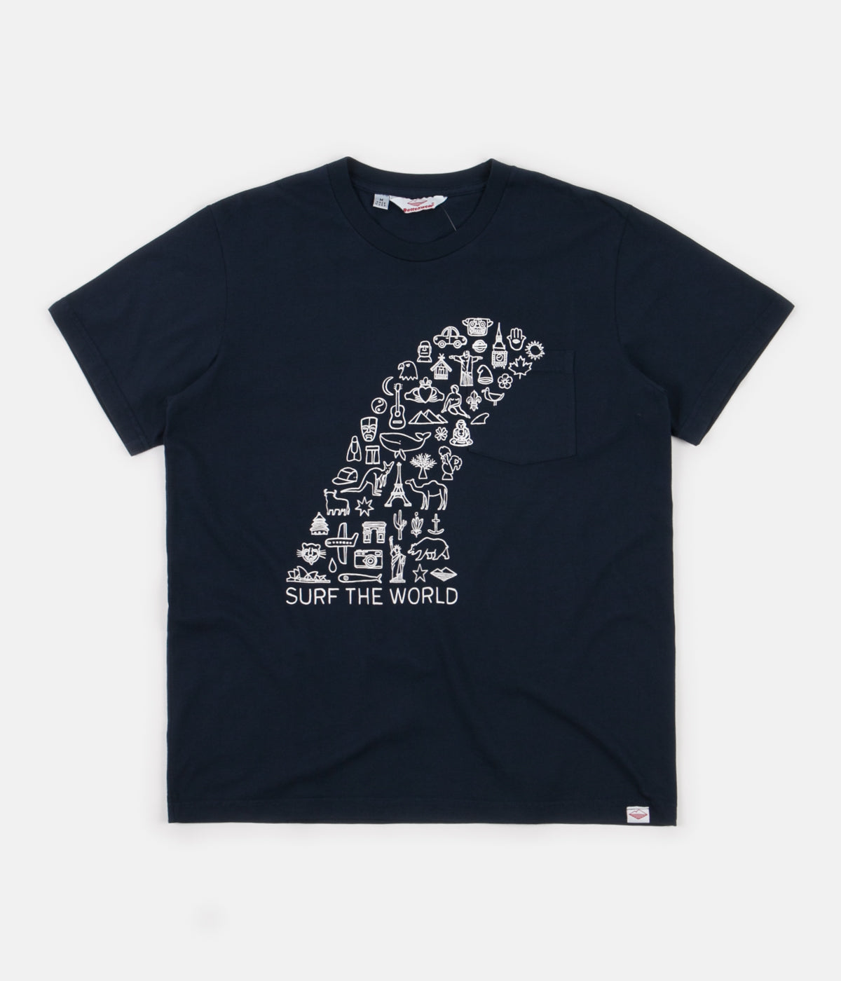 Battenwear Surf The World Pocket T-Shirt - Navy