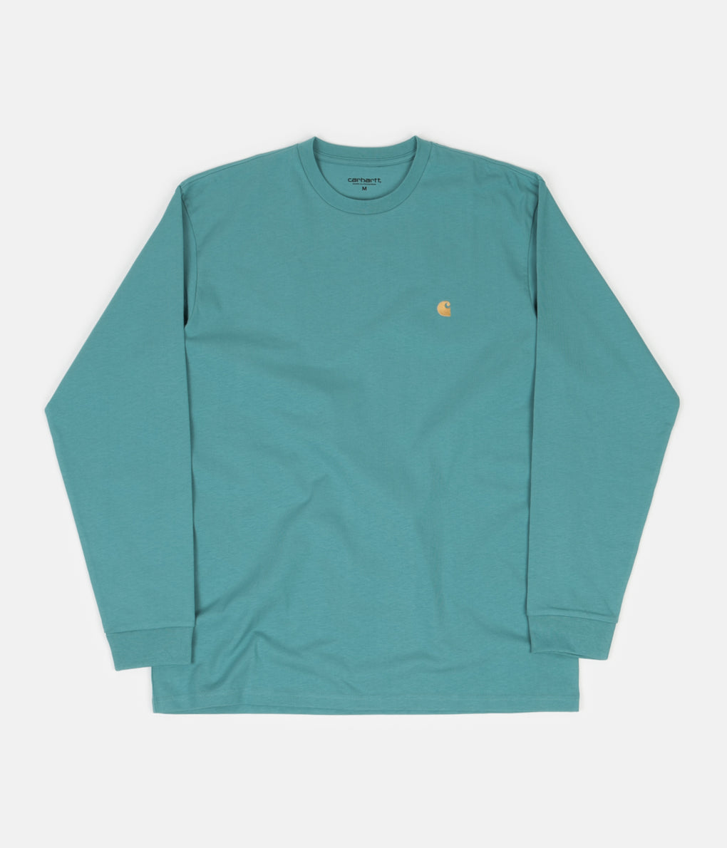 Carhartt Chase Long Sleeve T-Shirt - Frosted Turquoise / Gold | Always ...