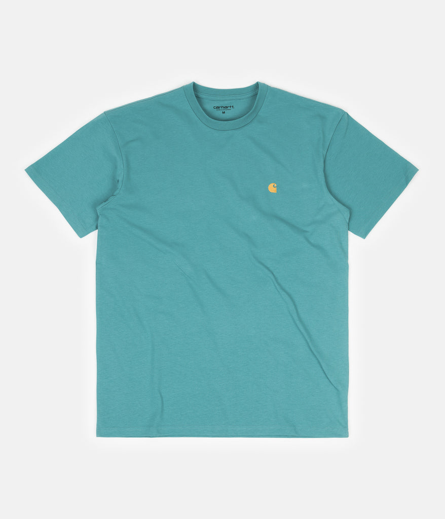 Carhartt Chase T-Shirt - Frosted Turquoise / Gold | Always in Colour