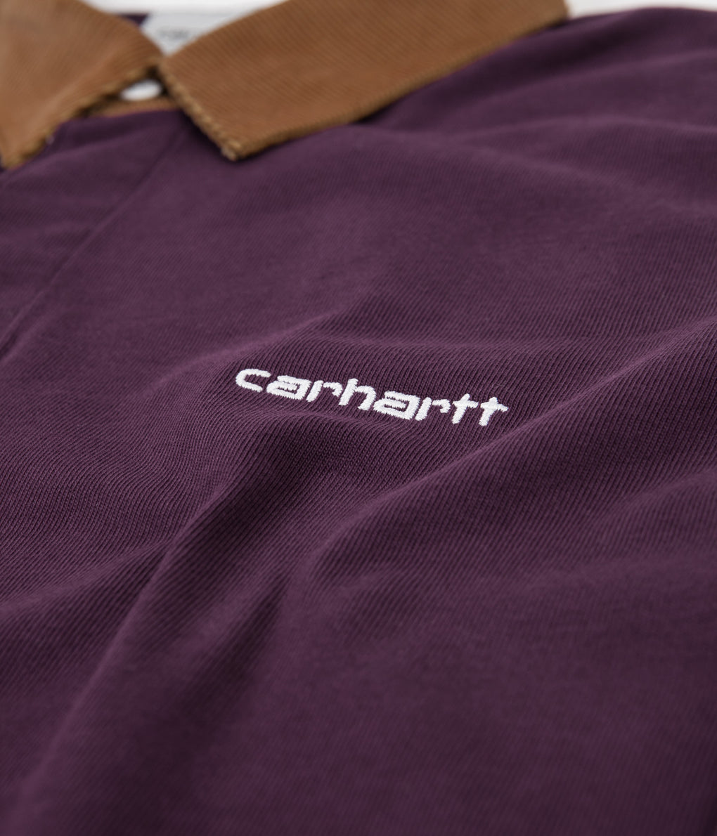 Carhartt Cord Rugby Long Sleeve Polo Shirt - Boysenberry / Hamilton Br ...