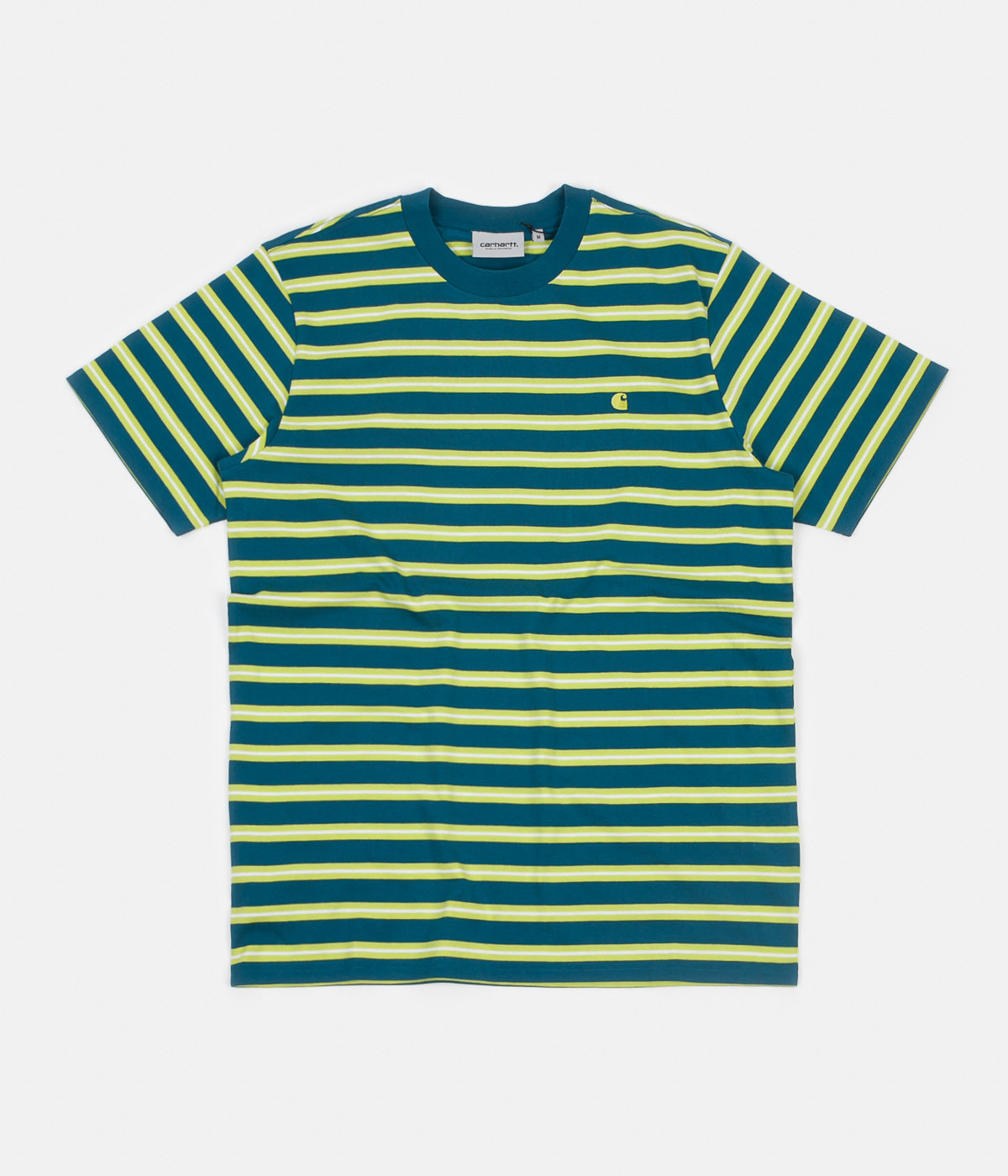 Carhartt Oakland Stripe T-Shirt - Moody Blue / Lime | Always in Colour