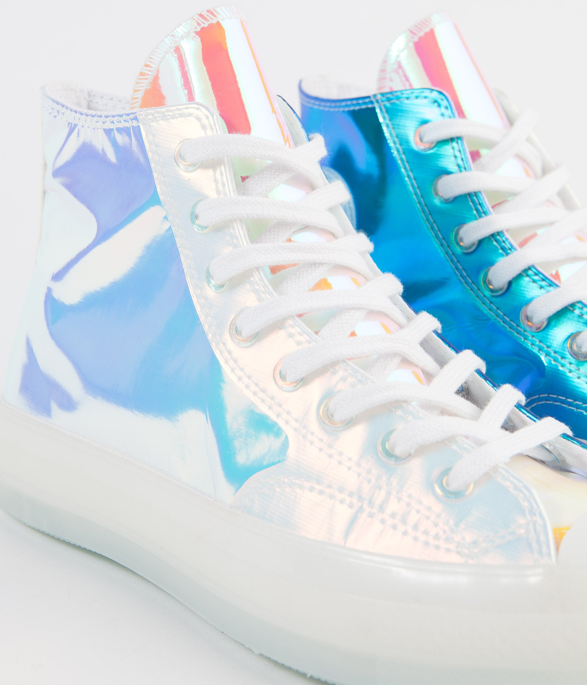 iridescent white converse