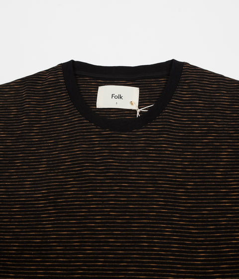 Folk Fine Stripe Long Sleeve T-Shirt - Black Caramel | Always in Colour