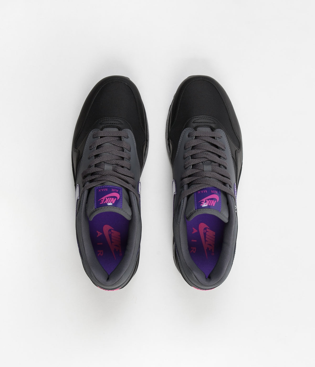 Nike Air Max 1 Shoes Grey / Fierce Purple - Black - Pink Blast Always Colour