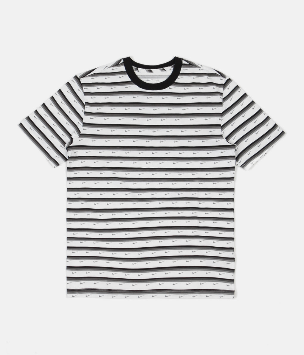 Nike Club Stripe T-Shirt - White / Black / Iron Grey / Particle Grey ...