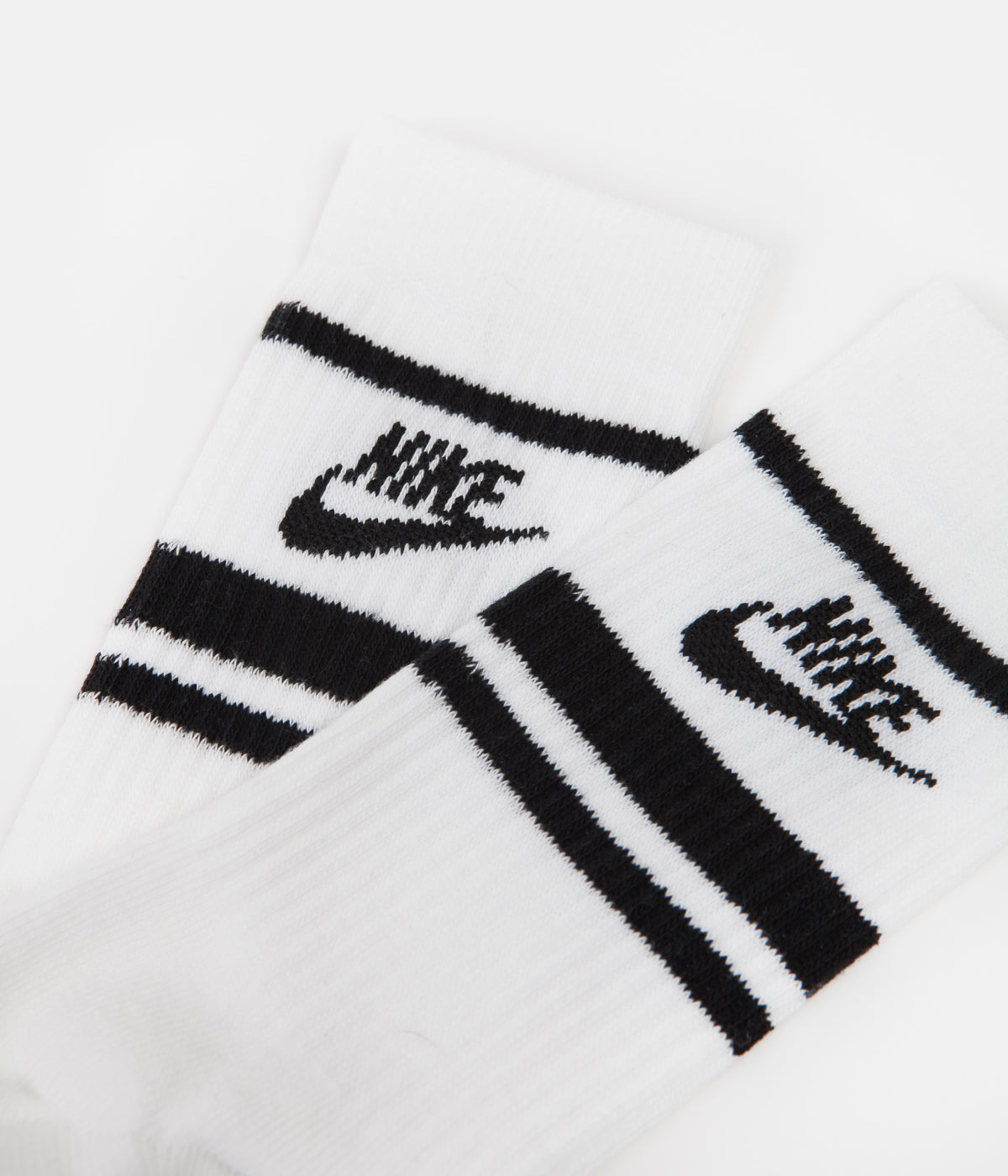 Nike Essential Stripe Crew Socks (3 Pair) - White / Black / Black ...