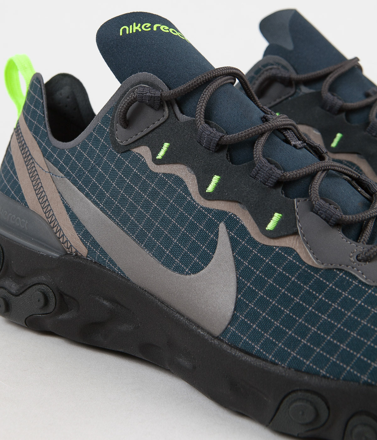 Nike React Element 55 Shoes - Armory Navy / Metallic Grey - Volt | Always in Colour