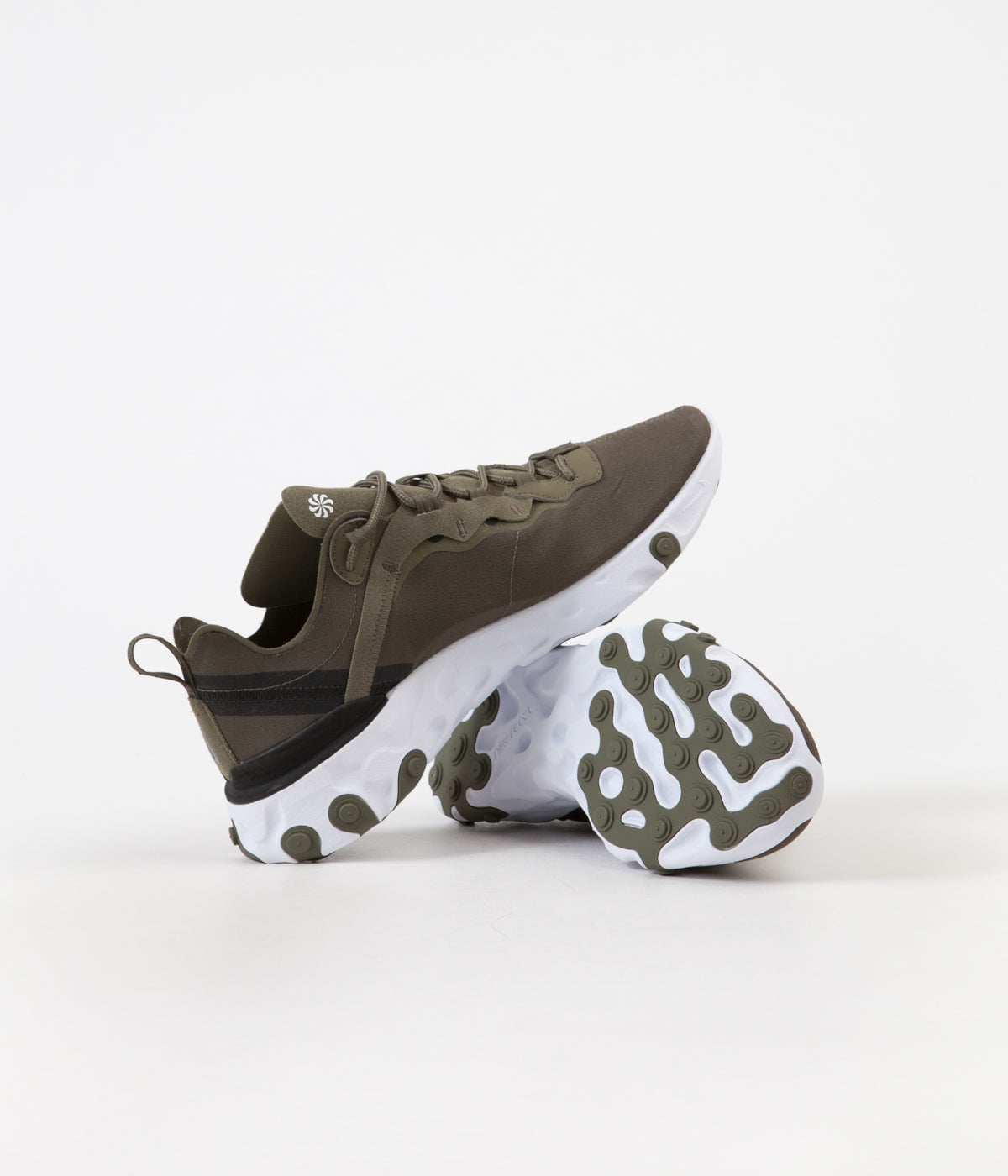 nike react element 55 olive grey black & white