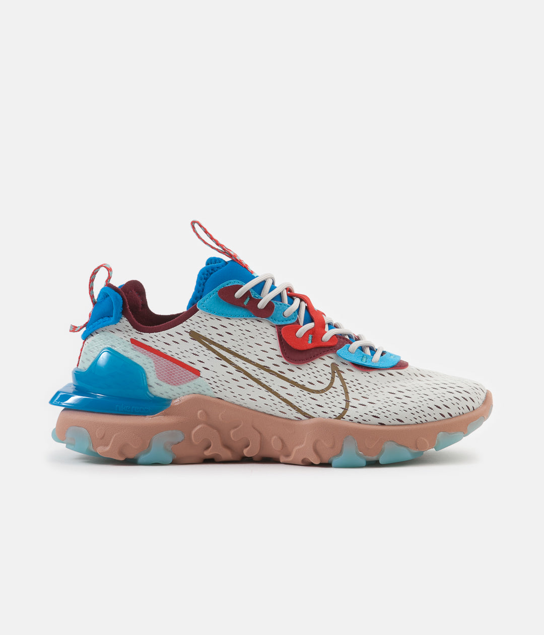 nike react vision light bone blue & red