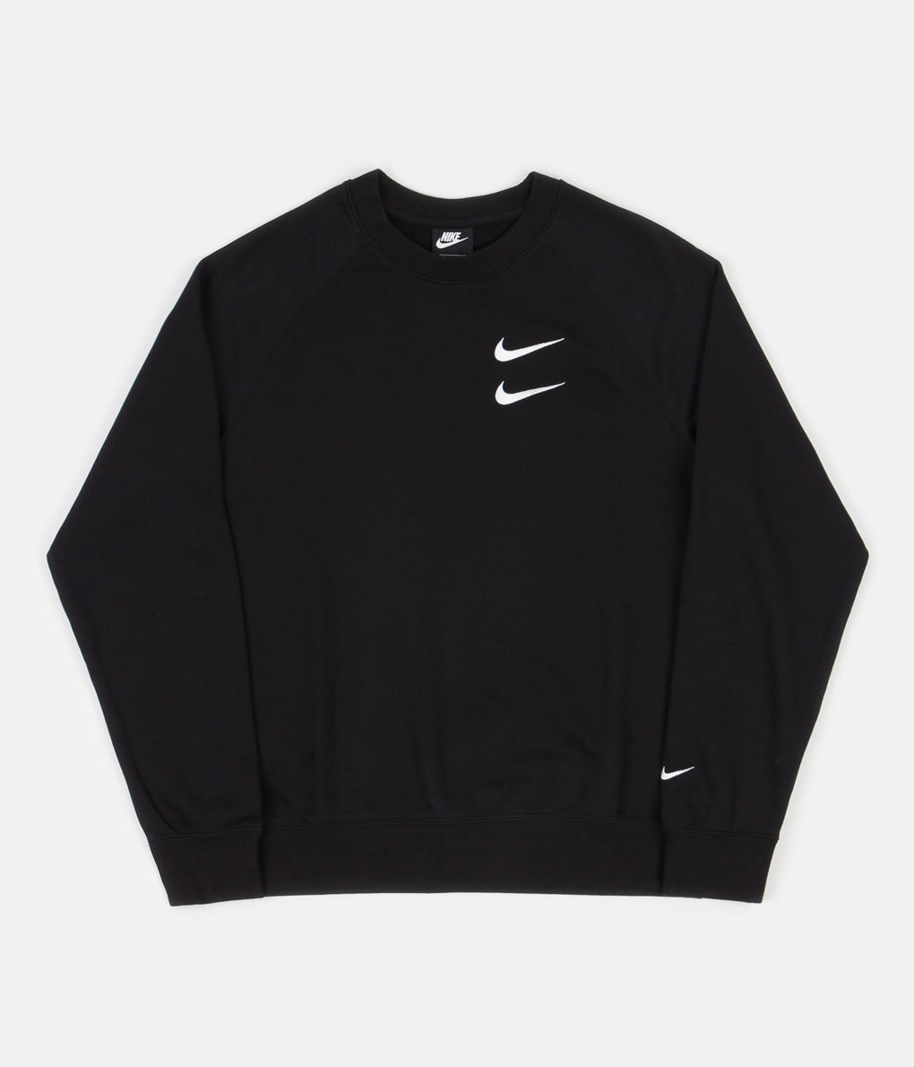 Nike Swoosh French Terry Crewneck Sweatshirt - Black / White | Always ...