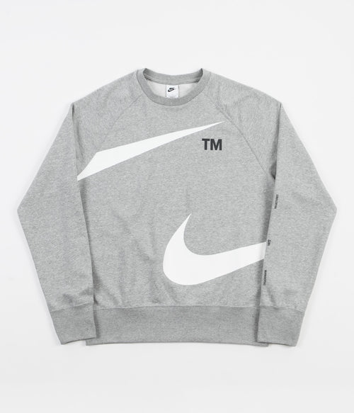 Nike Semi-Brushed Swoosh Hoodie - Dark Grey Heather / White ...