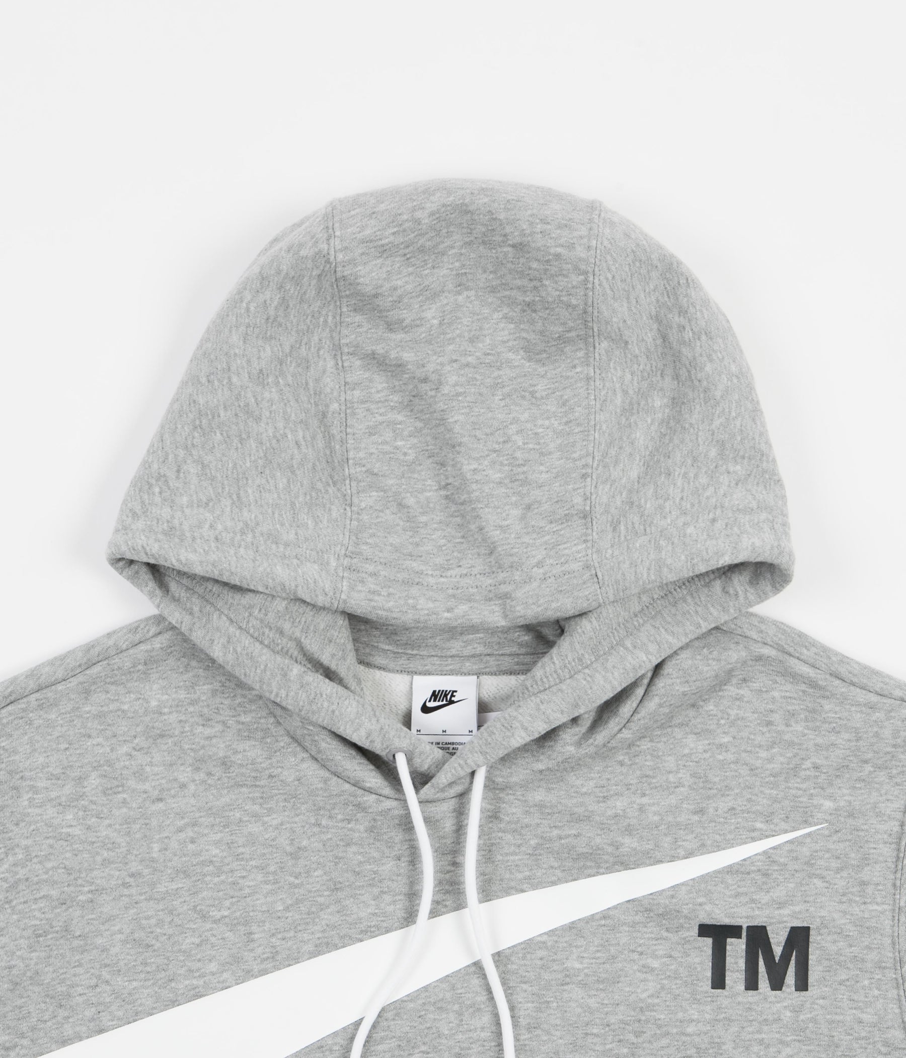 Nike Semi-Brushed Swoosh Hoodie - Dark Grey Heather / White | Always in ...