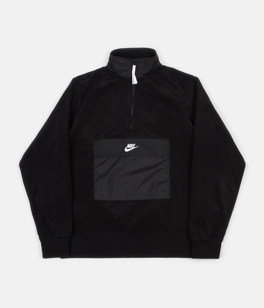 Nike Sportswear Half Zip Fleece Sweatshirt - Black / Black / White ...