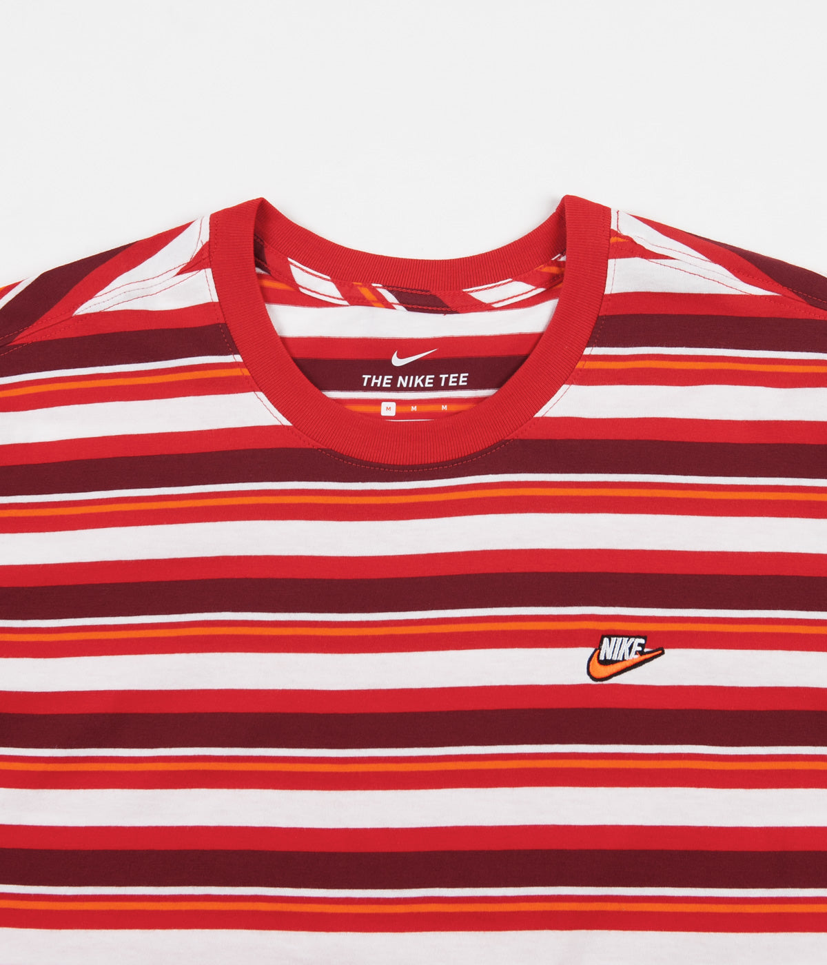 nike red and white striped shirt