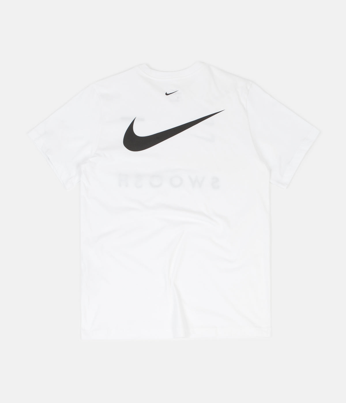 white nike shirt with red swoosh