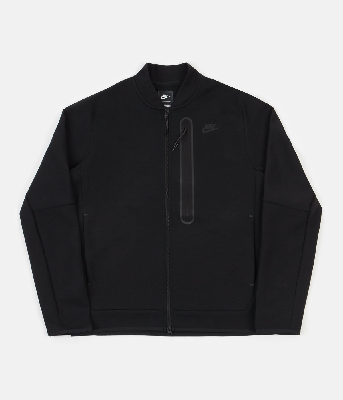 nike logo fleece bomber jacket black