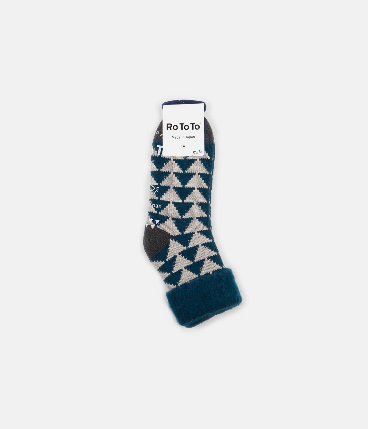 RoToTo Sankaku Comfy Room Socks - Blue Green / Charcoal | Always in Colour