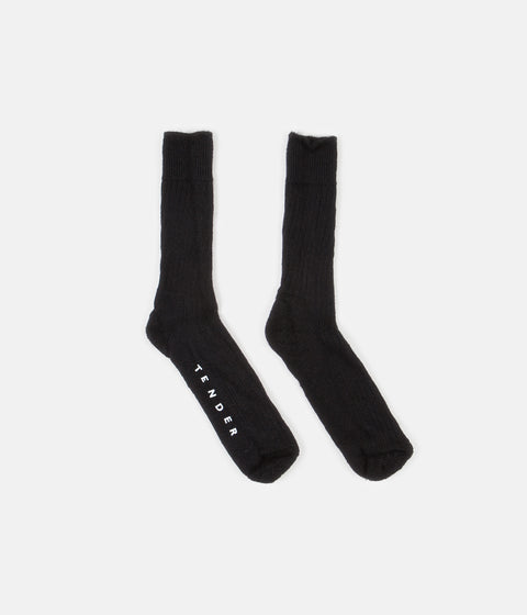 Tender Rib Calf Socks - Black Mohair | Always in Colour