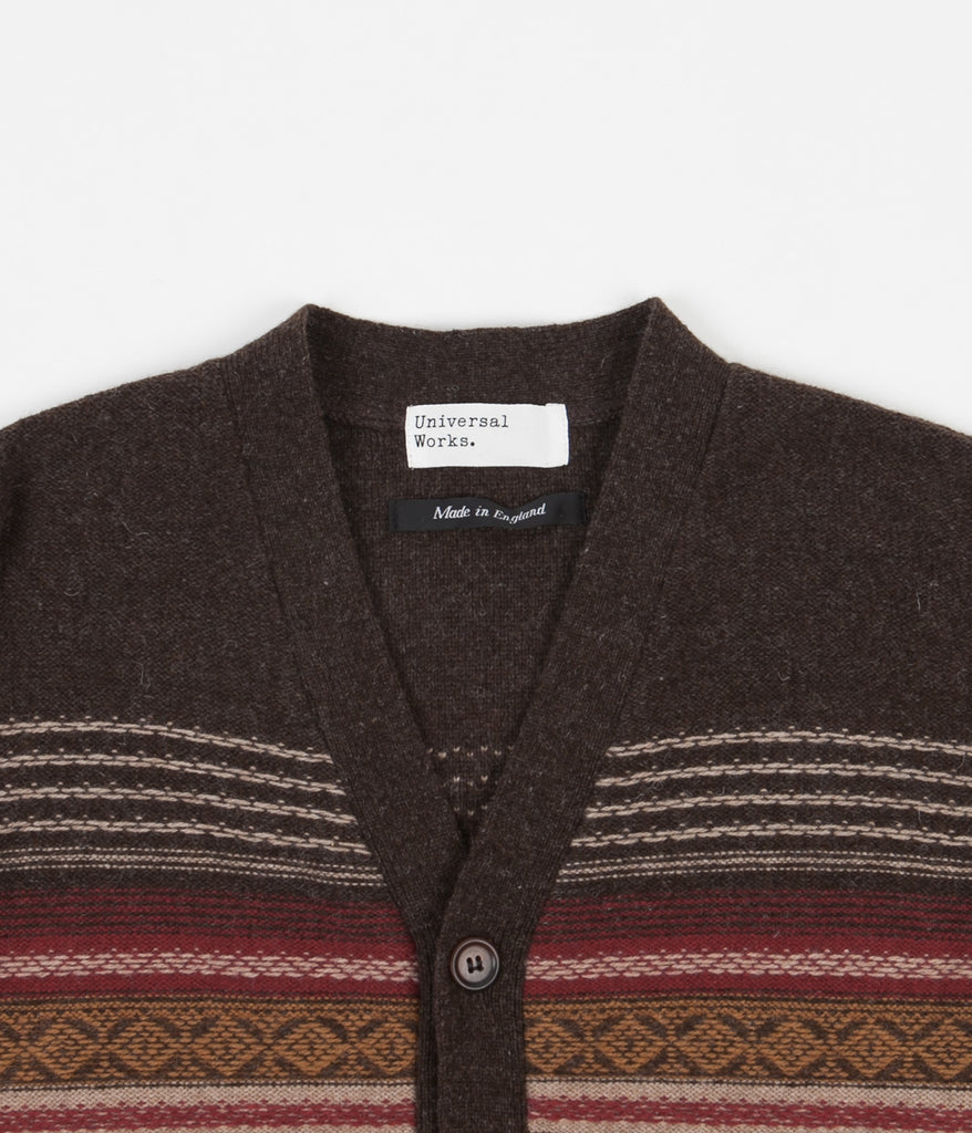 Universal Works Reverse Isle Loose Cardigan - Chocolate | Always in Colour