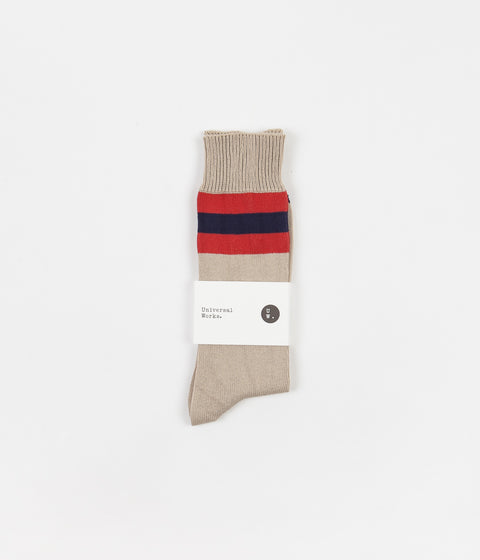Universal Works Sport Stripe Socks - Ecru | Always in Colour