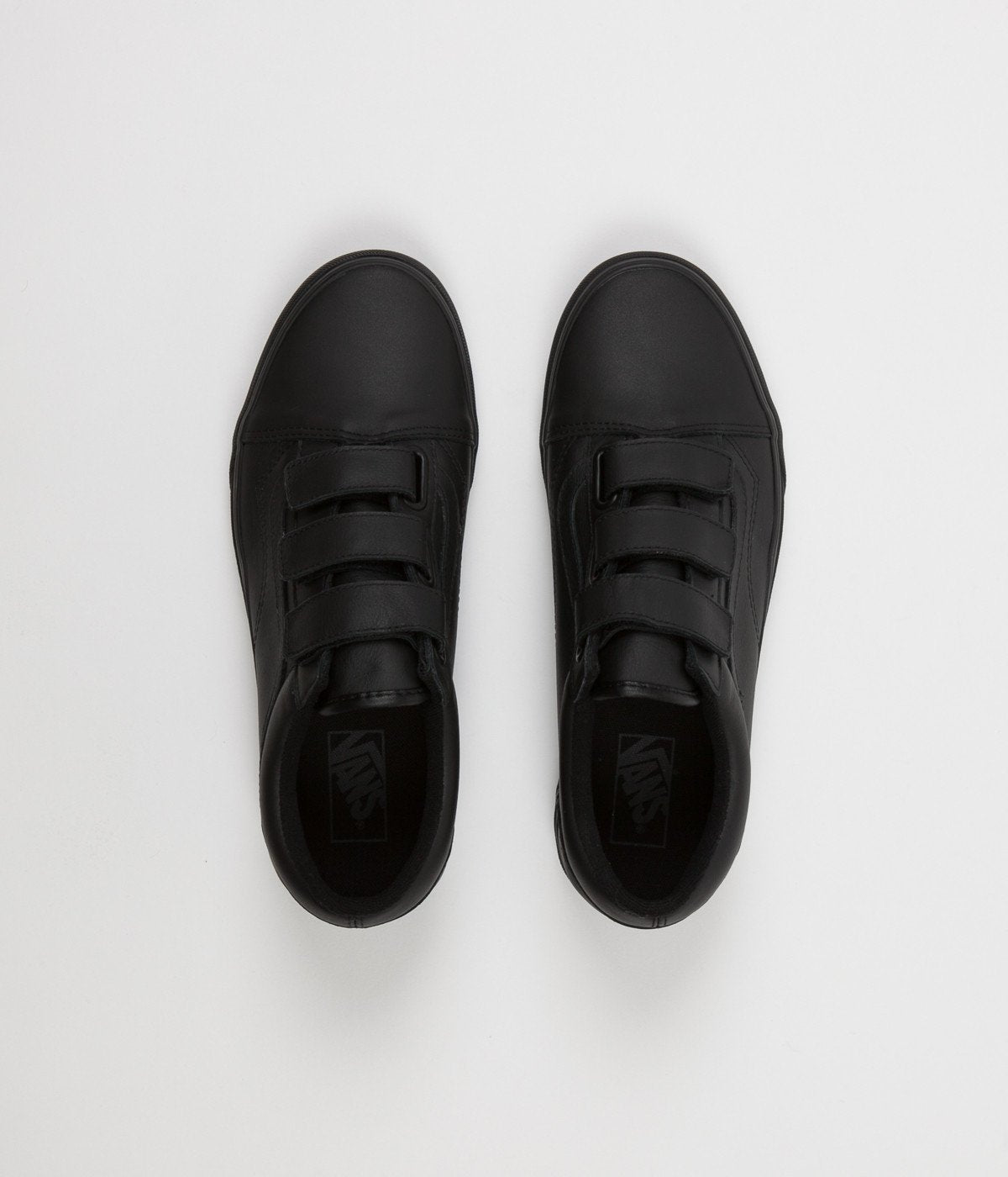 vans all black leather shoes