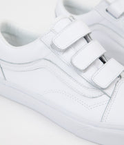 white leather velcro vans