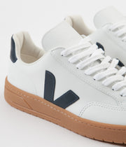 Veja Womens V-12 Leather Shoes - Extra White / Nautico / Gum Sole ...