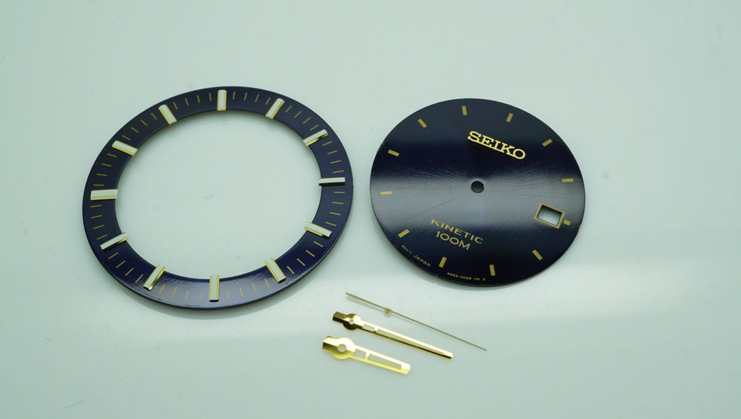 Seiko Kinetic - Blue & Gold Dial & Hands + Inner Bezel Surround - Mode –  Welwyn Watch Parts