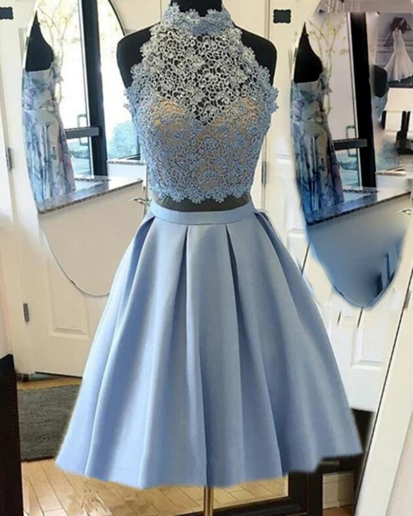 blue crop top prom dress