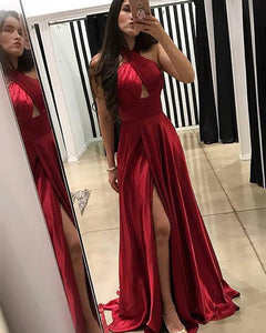 burgundy red gown