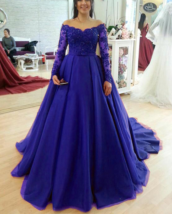 burgundy/royal blue/pink Long Sleeves Lace and tulle wedding dresses b ...