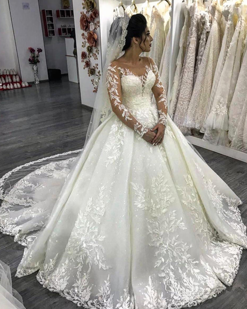 Ball Gown Wedding Dress LETTY, Bridal Gown, Lace Wedding Dress,long Sleeve Wedding  Dress, Ivory Wedding Dress, Princess Wedding Dress -  Canada