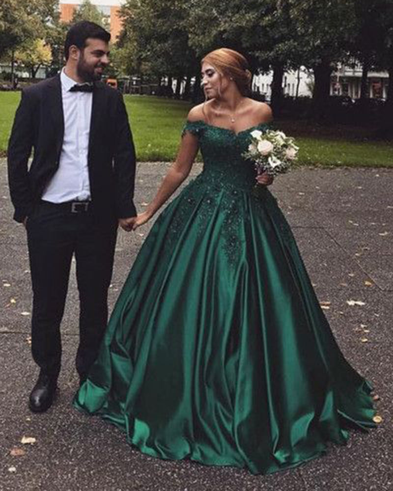 Hunter Green Ball Gown Wedding Dresses Lace WD564 Siaoryne