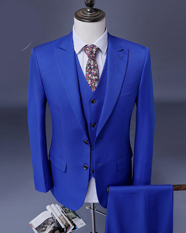 Blue Single Breasted Men Suits peak lapel Formal Wedding Groom two but ...