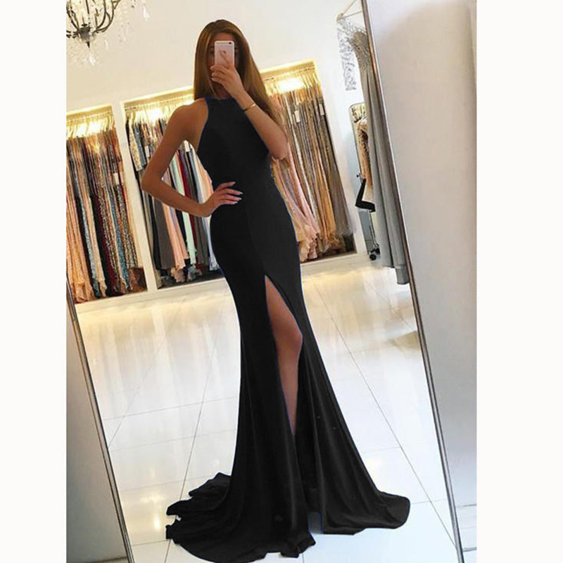 black fitted ball gown