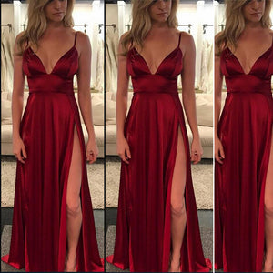 long spaghetti strap formal dress